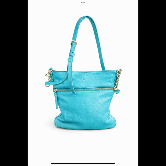 kate spade Handbags - Kate Spade Butter Soft Turquoise Pebble Leather Crossbody Bag Silver Accents